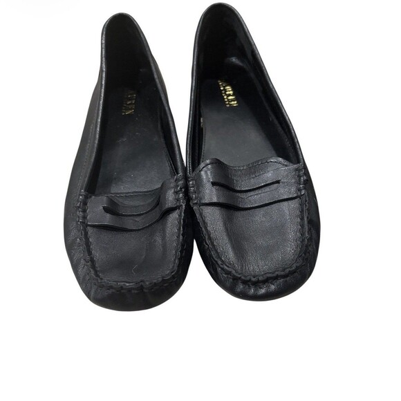 Womens LAUREN Ralph Lauren Wynnie Burnished Leather Penny Loafer Black Size 8.5B - Picture 2 of 6